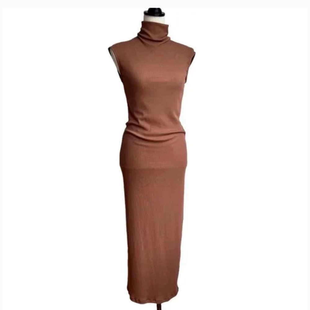 Nicole Richie’s House Of Harlow 1960 Brown Ribbed Knit Maxi Dress Size Medium